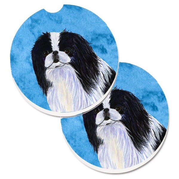 Carolines Treasures Blue Japanese Chin Set of 2 Cup Holder Car Coaster SS4743-BUCARC - main